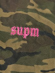 Pink Camo Embroidered Reversible Fleece Stand-Collar Jacket