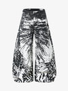 Abstract Print Wide-Leg Trousers – High-Waisted Cotton Blend Pants