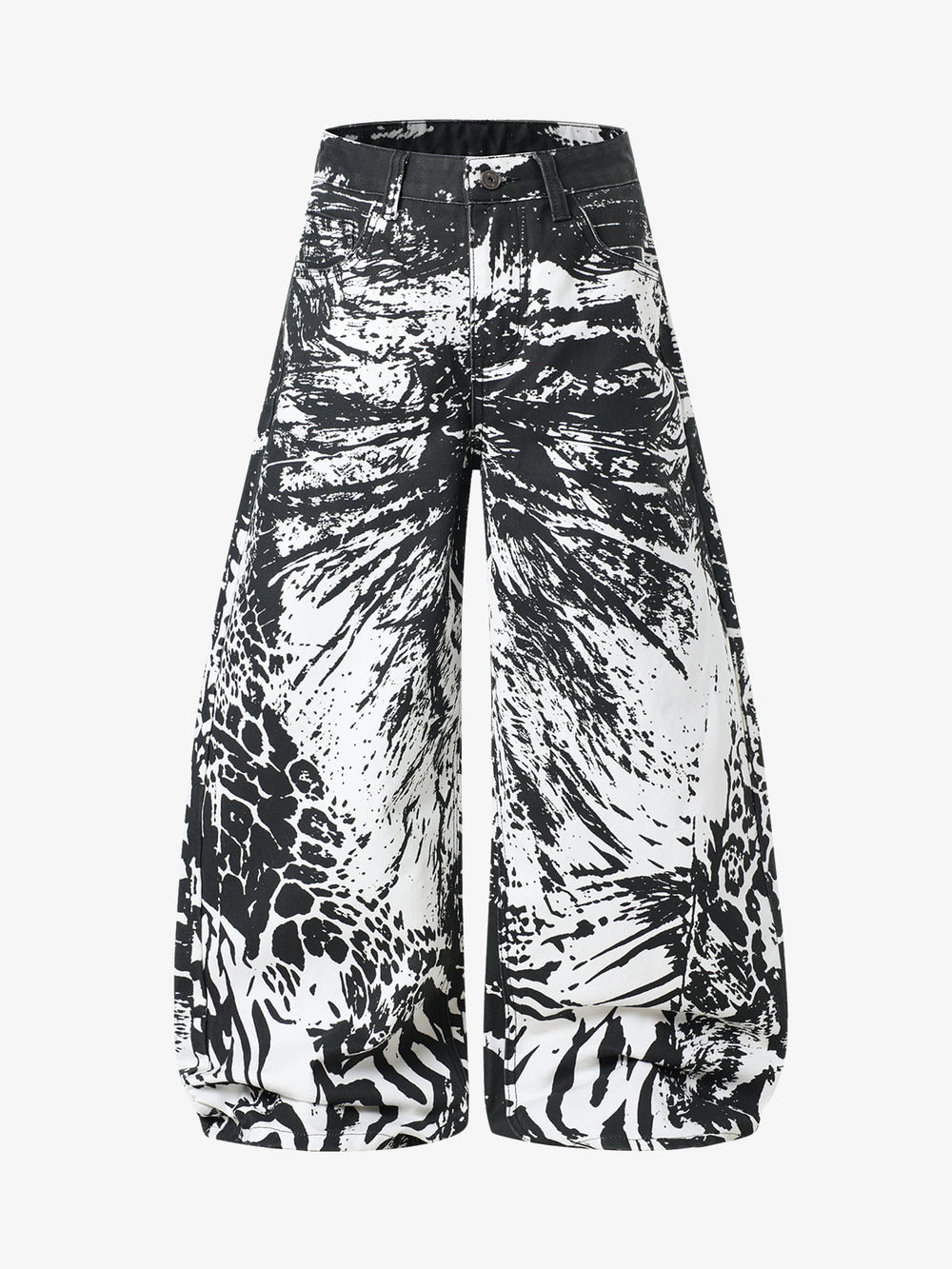 Jeans con stampa animalier effetto lavaggio inchiostro