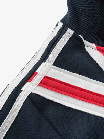 Flag Pattern Applique Contrast Stripes Cropped Jacket