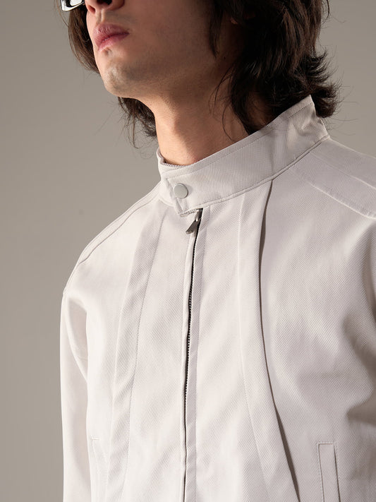 Stylish White Zip-Up Jacket for Modern Men - Perfect for Casual and Semi-Formal Occasions 