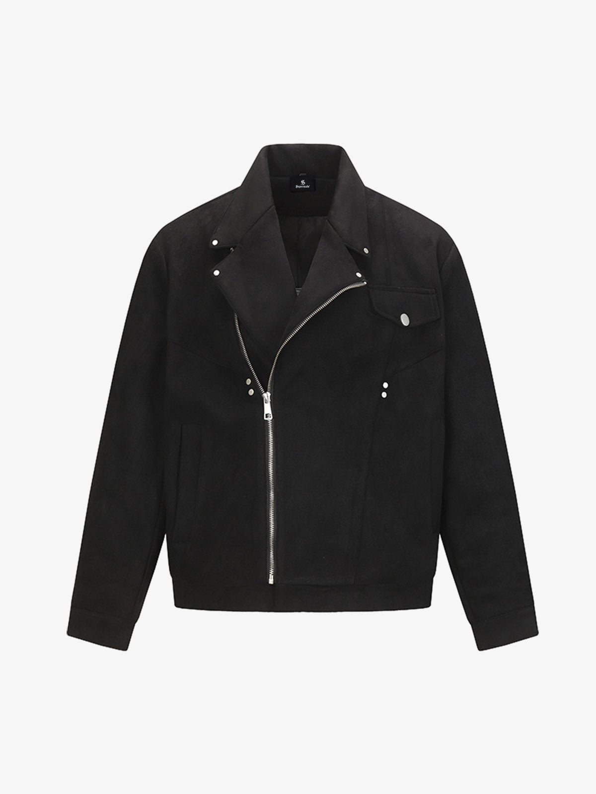 Suede Leather Men's and Women's Biker Jacket with Zipper Closure and Pockets 