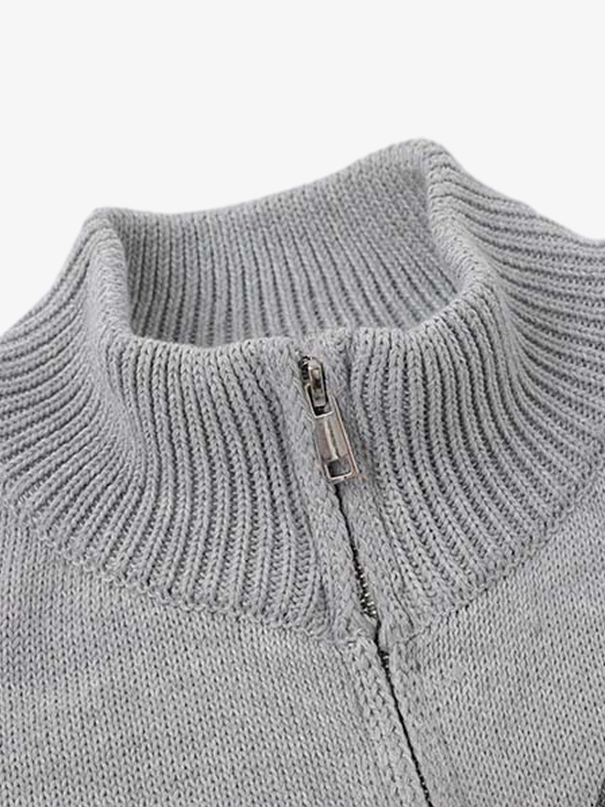 86 Graphic Eyelet Zip Knit Cardigan