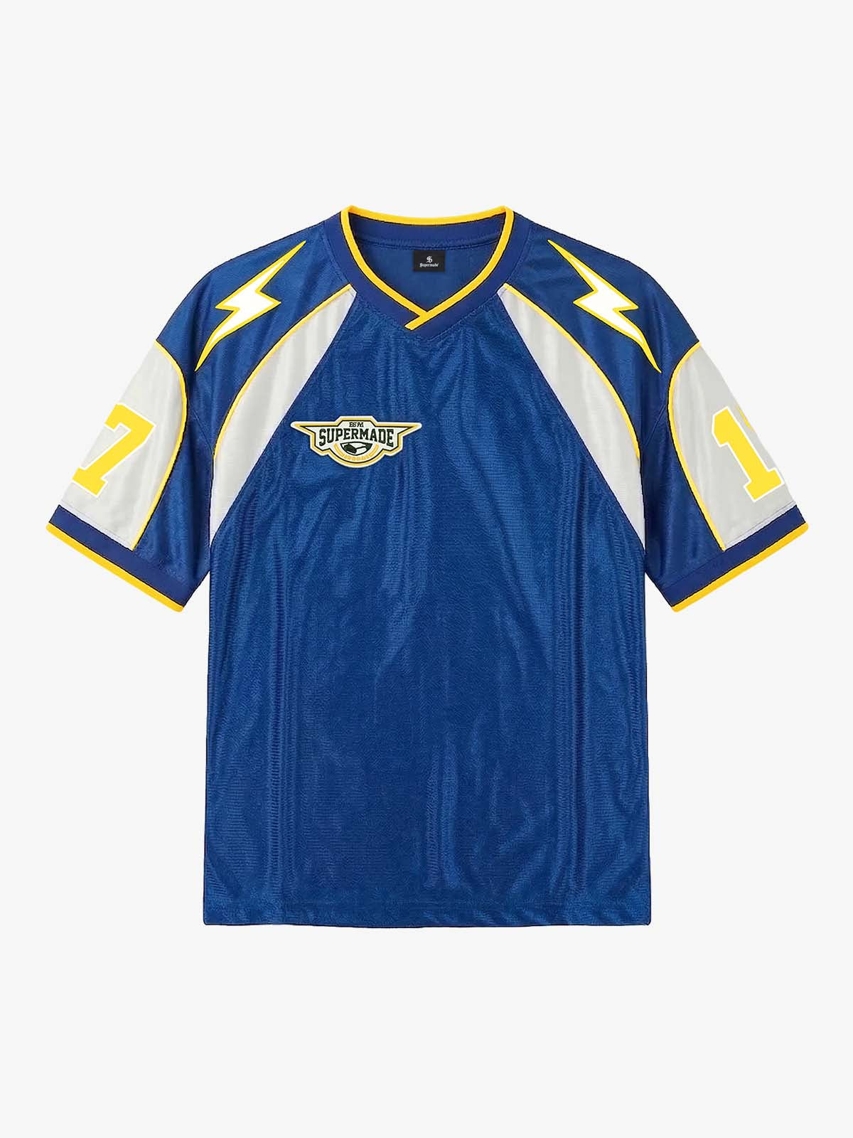 Supermade Blue Color-Blocked Lightning Bolt Pattern Jersey Design Customization 