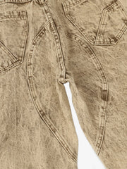 Distressed Raw-Edge Panel Sculpted Wide-Leg Jeans - 2590 