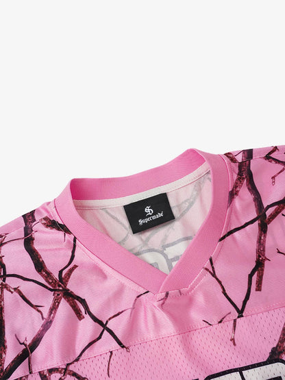 Tree Camo Mesh Jersey Sleeve T-Shirt – Oversized Streetwear Tee