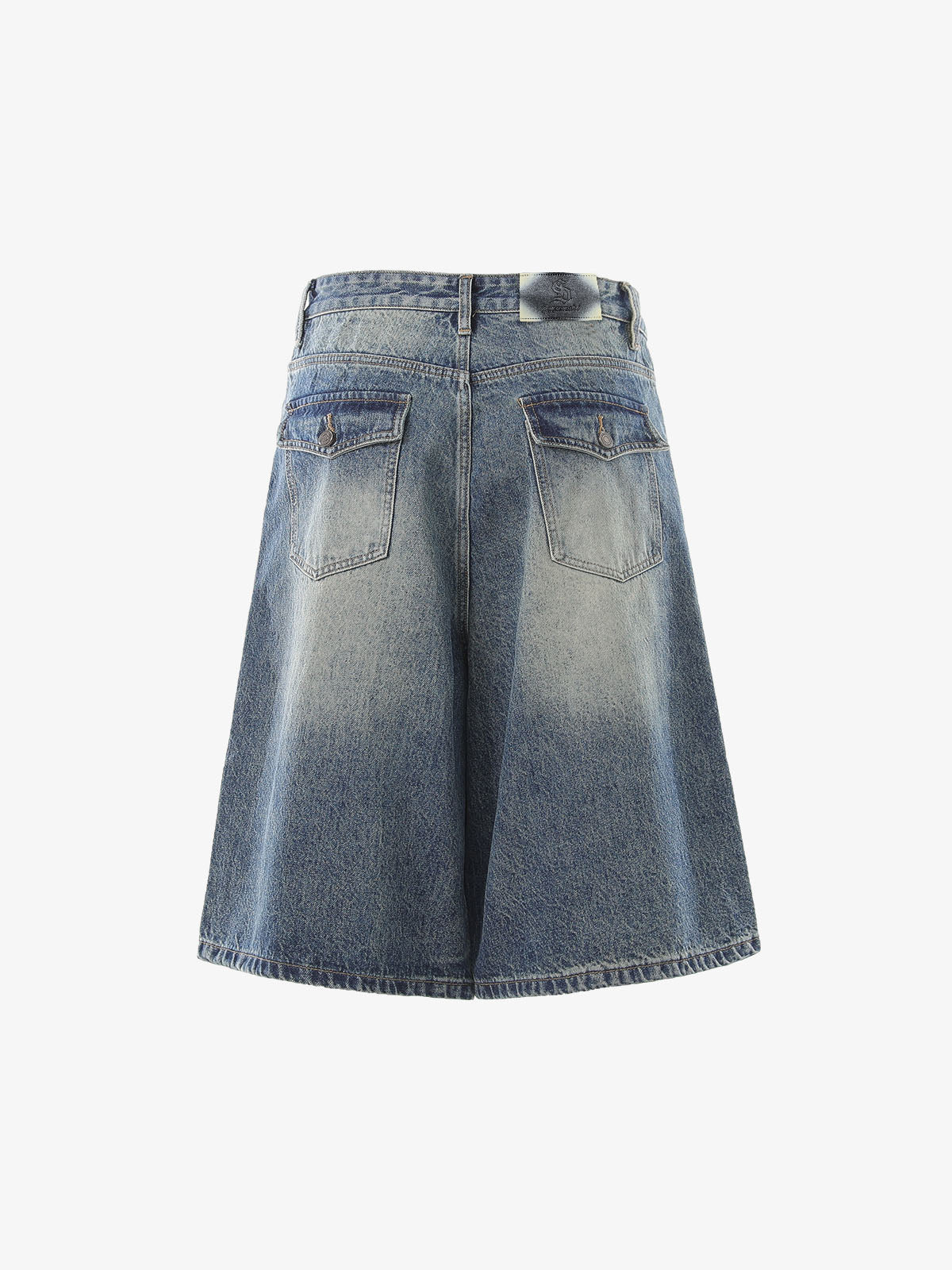 Panel Stitch Wide Leg Denim Jorts 