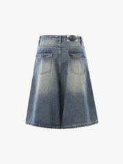 Panel Stitch Wide Leg Denim Jorts 