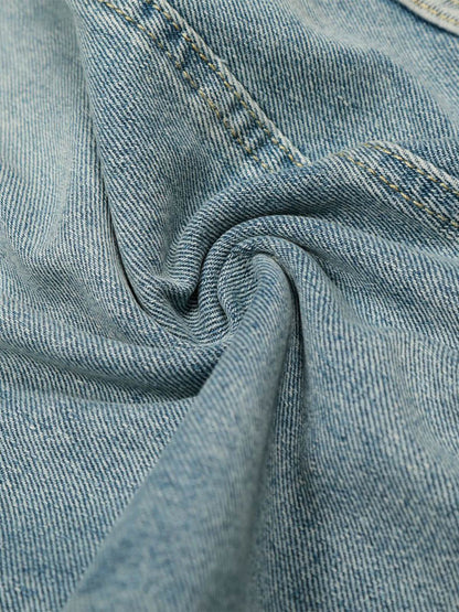 Wide-Leg Denim Culottes with Side Slits for Women 