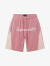Letter Embroidered Color Block Suede Shorts
