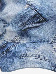 Baseballkappe aus Denim mit Bandana-Grafik und Used-Look