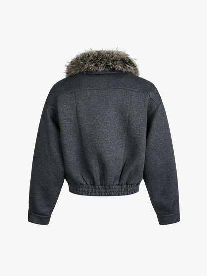 Winter Essential Bomber Jacket with Faux Fur Trimmed Hood 