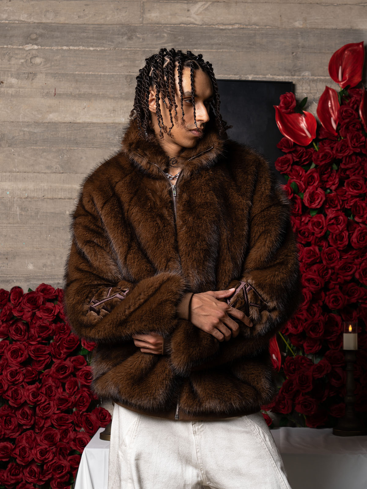 Supermade Embroidered Luxury Faux Fur Jacket 