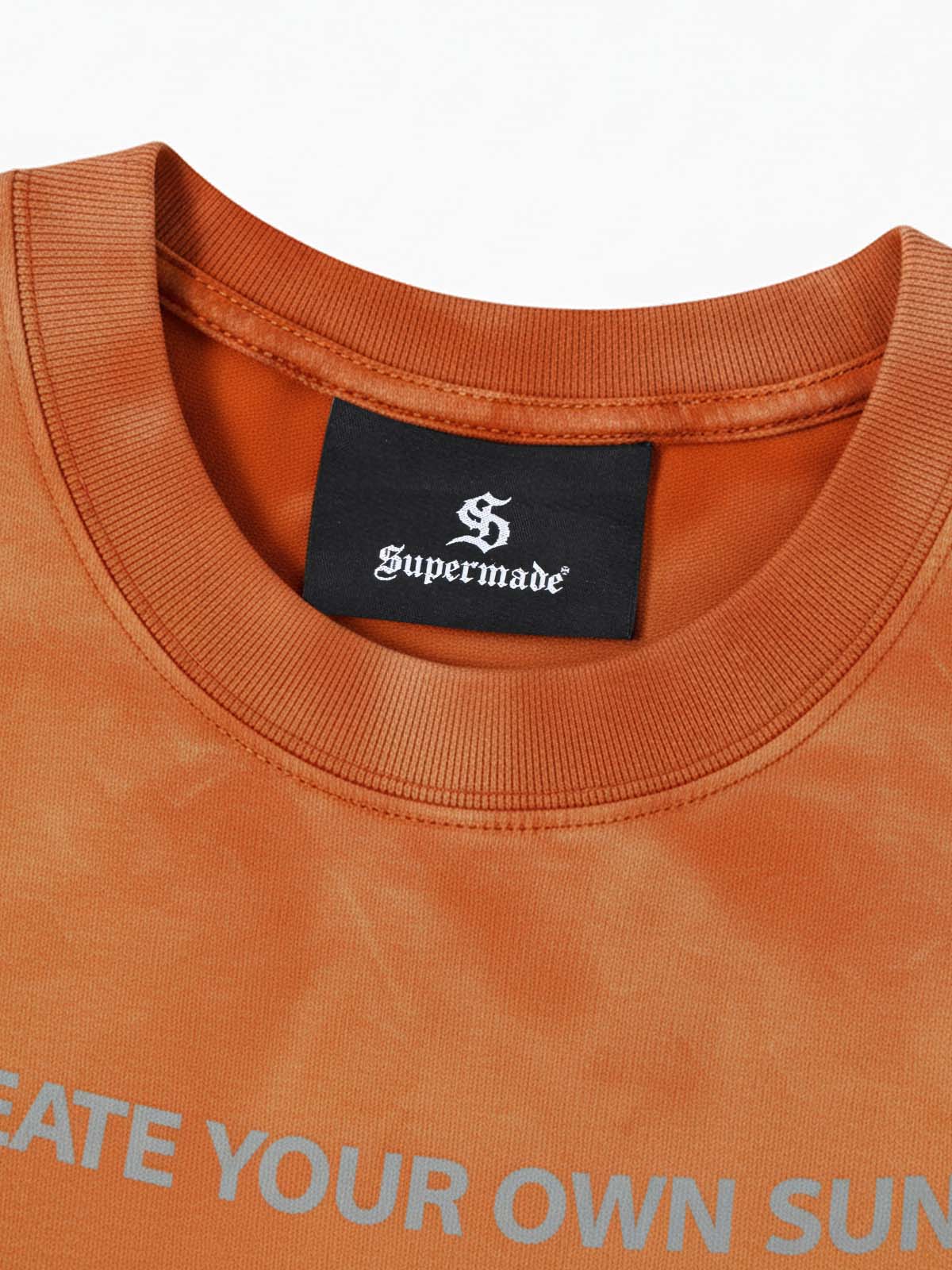 Cotton relaxed washed gradient orange short-sleeved T-shirt, adorned with Gothic logo print 
