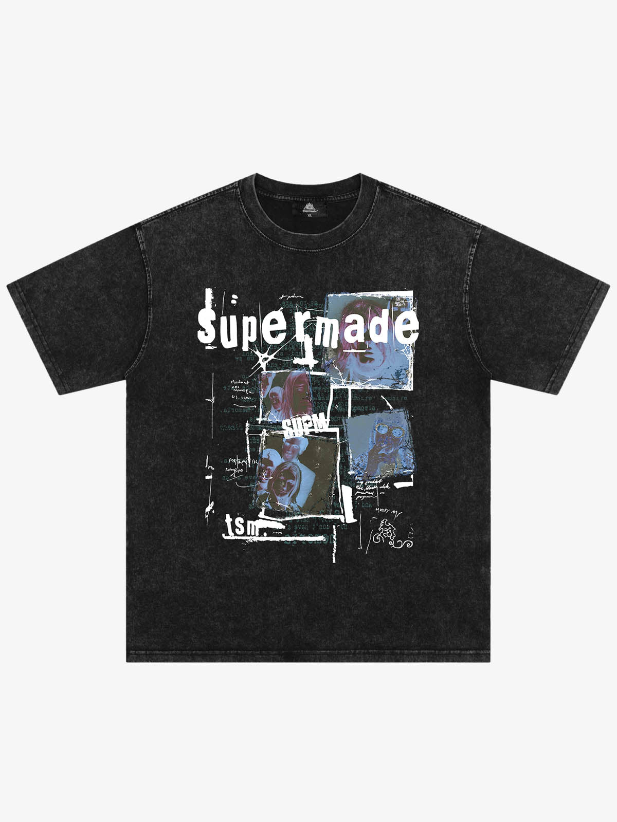 THE SUPERMADE Retro nostalgia Artistic Graphic Print T-Shirt with Collage Design 