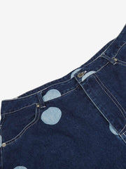 Polka Dot Heart Applique Pocket Baggy Jeans