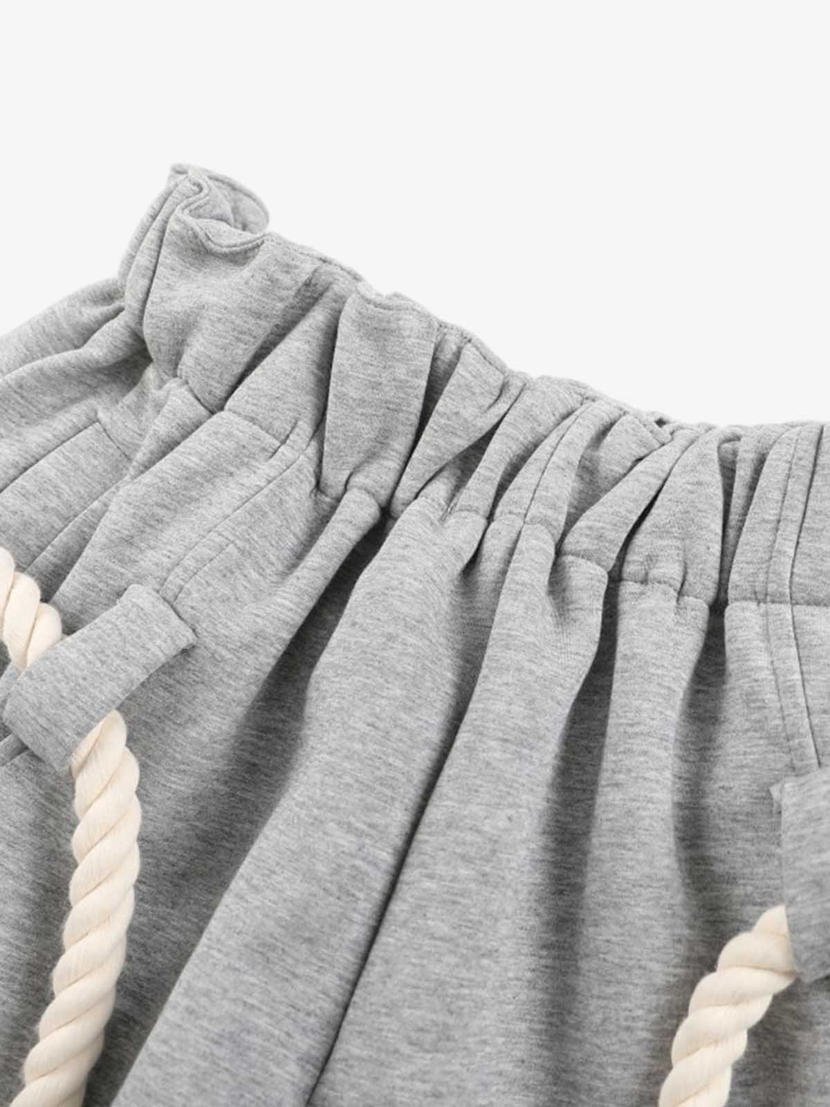 Decorative Rope Detail Wide Leg Sweatpants 