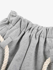 Decorative Rope Detail Wide Leg Sweatpants 