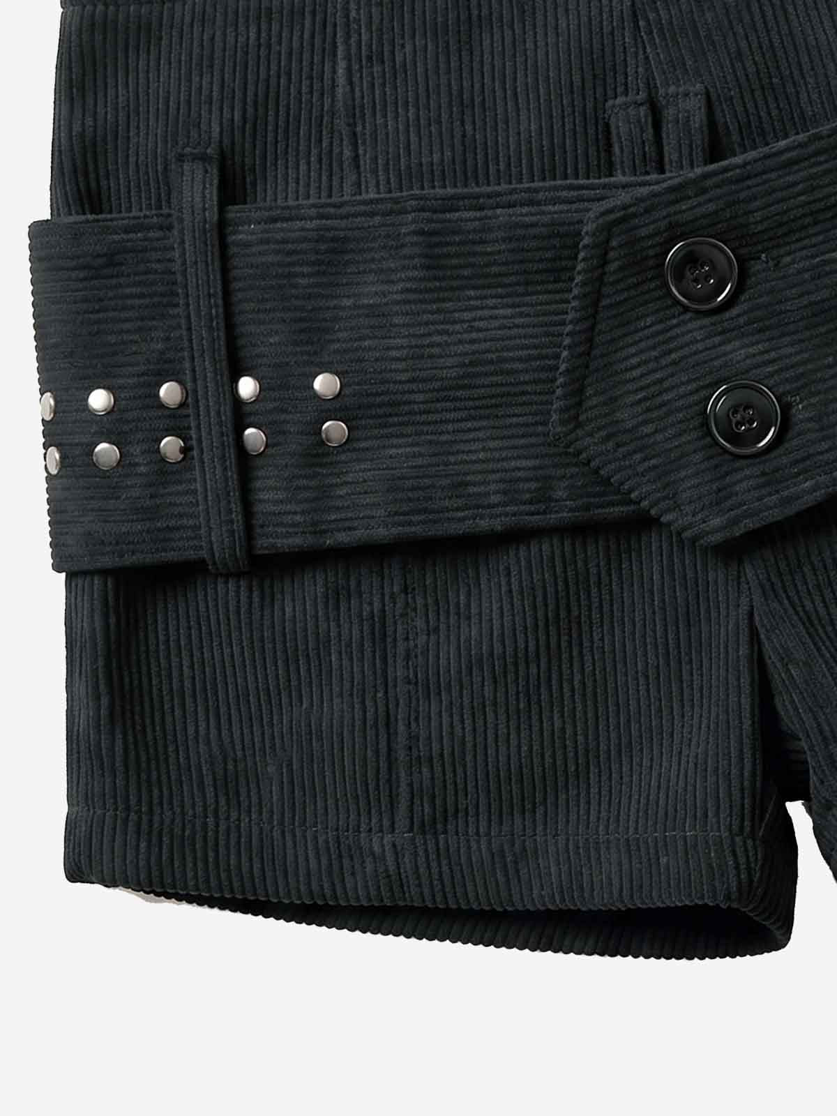 Studded Corduroy Double-Breasted Shorts