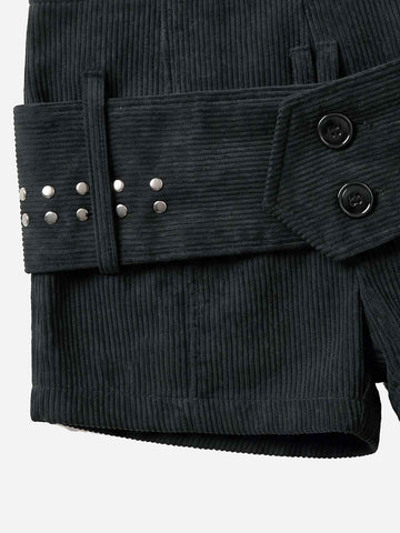 Studded Corduroy Double-Breasted Shorts