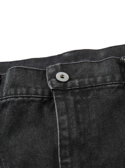 Washed Distressed Multi-Pocket Cargo Jeans 