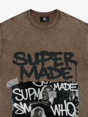 Streetwear Graffiti Character Collage Graphic T-Shirt 