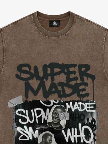 Streetwear Graffiti Character Collage Graphic T-Shirt 