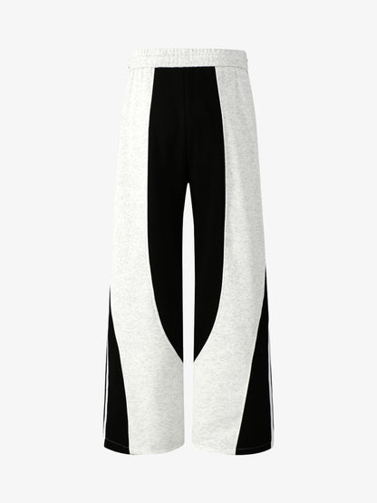 Retro Functional Contrast Panel Wide Leg Drape Pants 