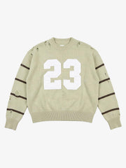 Distressed '23' Appliqué Boxy Fit Sweater