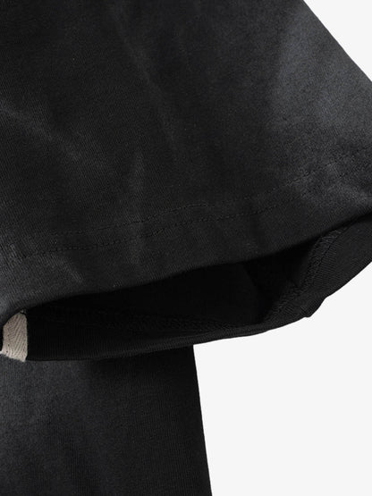 Black Raglan Sleeve T-Shirt with Herringbone Tape Detail – Cotton Blend Streetwear Tee