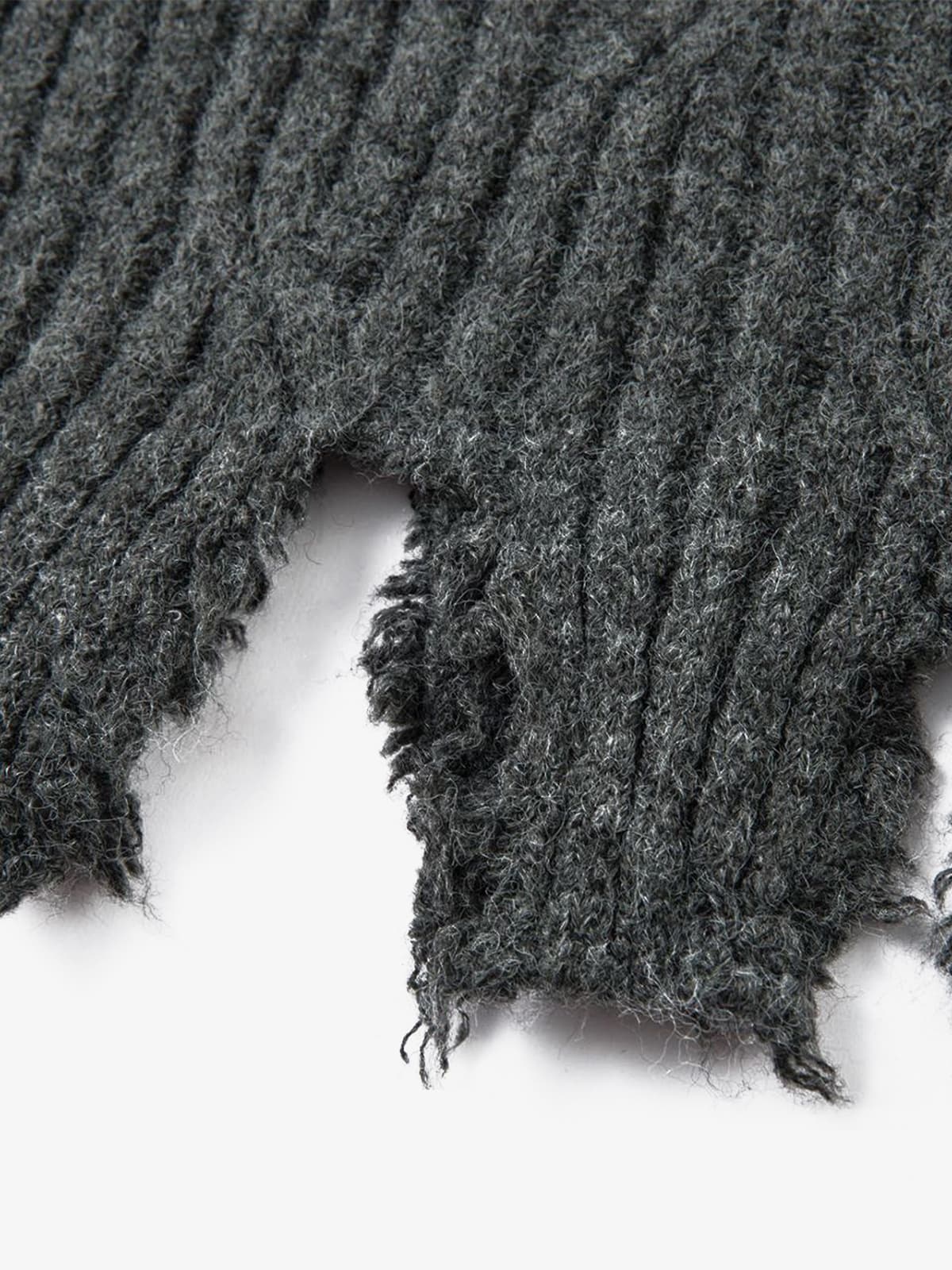 Knitted Distressed Diamond Pattern Raw Edge Sweater 
