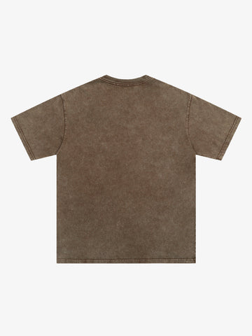 Washed Rhinestone Letter Graphic T-Shirt 