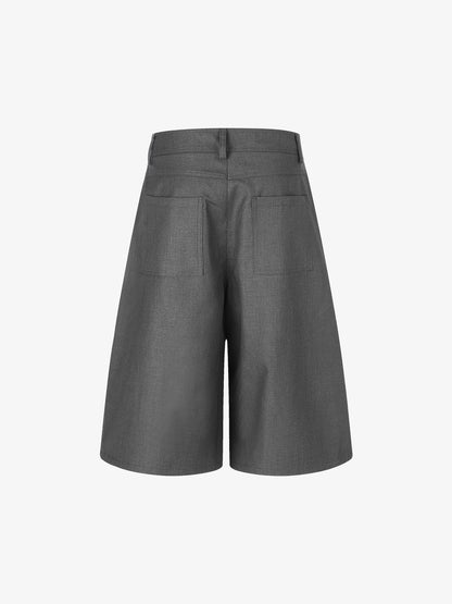 Multi-Button Diagonal-Placket Tailored Shorts