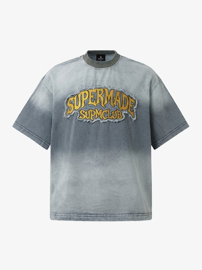 Ombre Washed Denim T-Shirt – Oversized Cotton Short Sleeve Tee