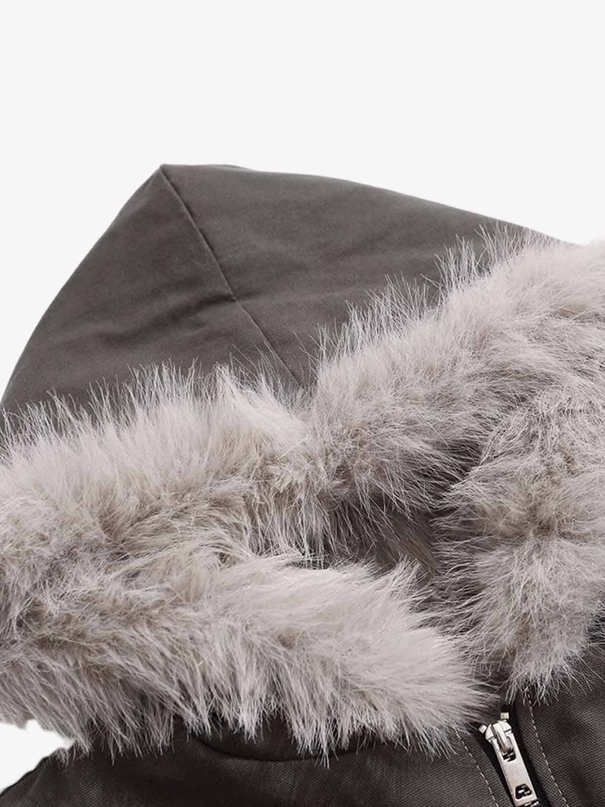 Faux Fur Hooded Padded Bomber Jacket 