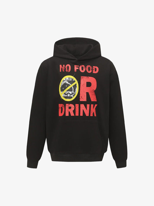 No Food or Drink Graphic Hoodie for Casual Wear 