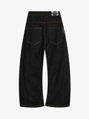 Napoleon Cord Embroidery Barrel Baggy Jeans