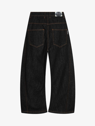 Napoleon Cord Embroidery Barrel Baggy Jeans
