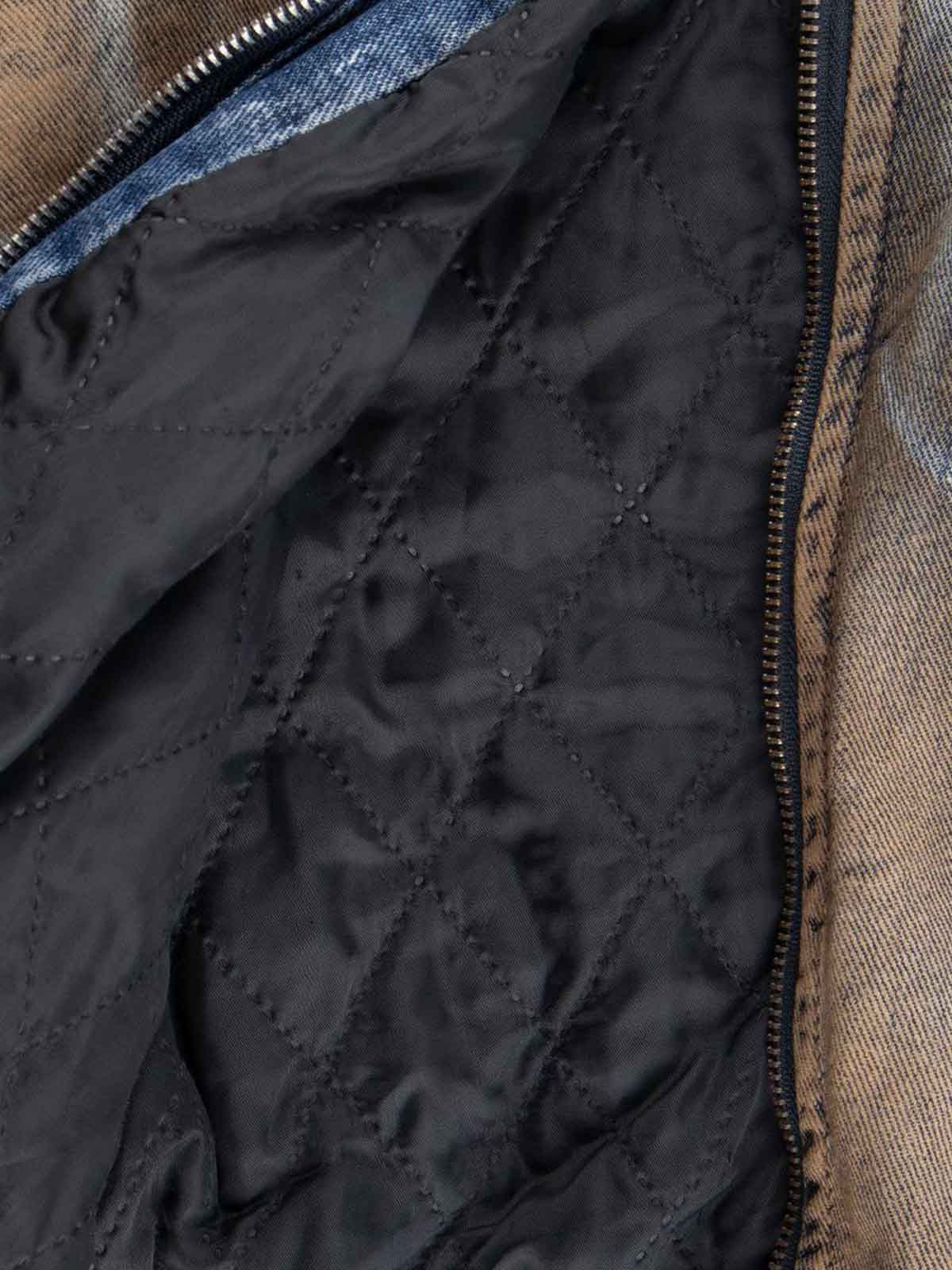 Distressed Mud-Dyed Frayed Edge Denim Bomber Jacket 