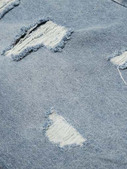 Distressed Light Wash Denim Jorts 