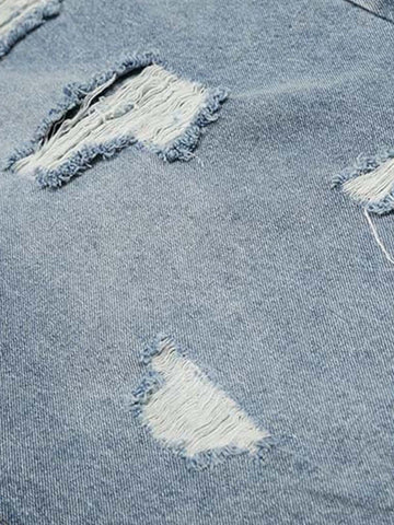 Distressed Light Wash Denim Jorts 