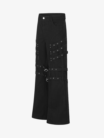 Inkjet Graphic Cutout Ring-Strap Jeans