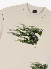 Distressed Abstract Floral Graphic Street T-Shirt 
