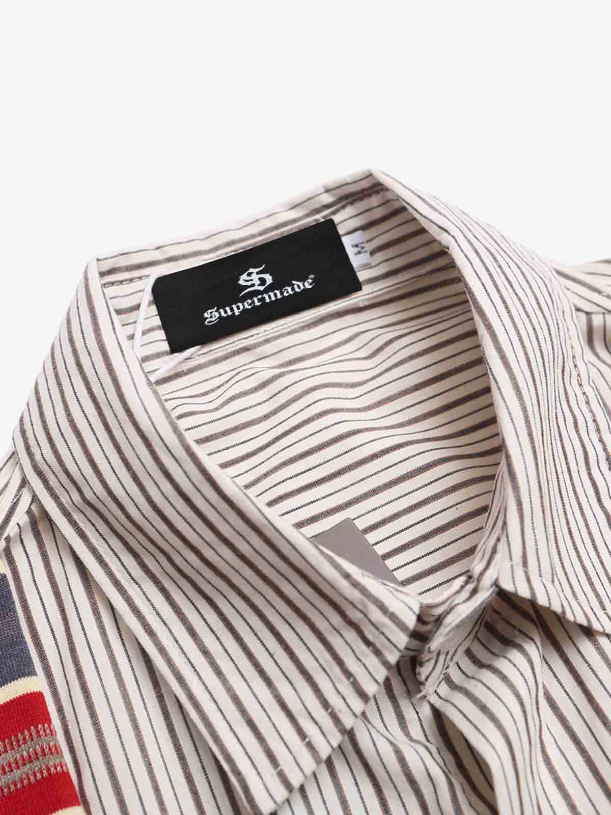 Striped Long Sleeve Shirt with Matching Scarf - Perfect for Casual and Semi-Formal Looks 