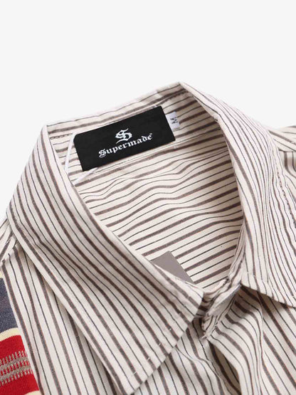 Striped Long Sleeve Shirt with Matching Scarf - Perfect for Casual and Semi-Formal Looks 