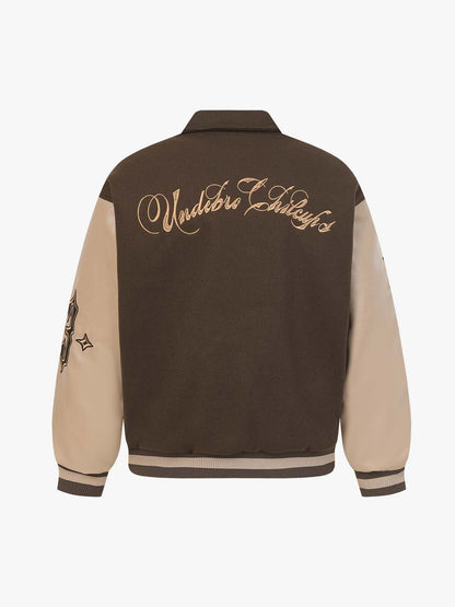 Gothic Gold Embroidered Varsity Jacket