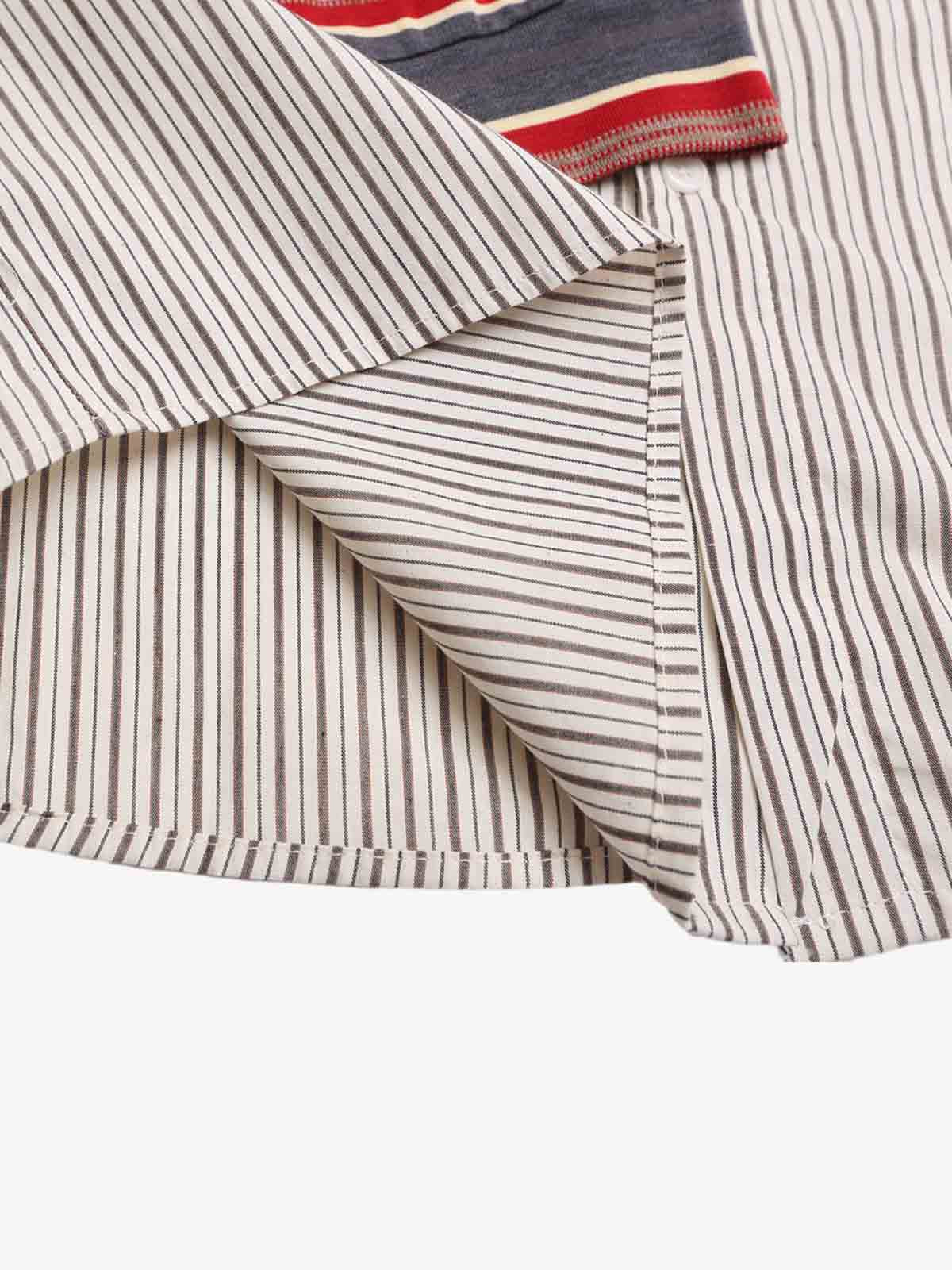 Striped Long Sleeve Shirt with Matching Scarf - Perfect for Casual and Semi-Formal Looks 