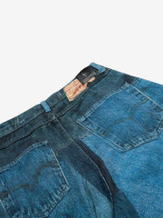 Irregular Graphic Washed Curved-Leg Jeans