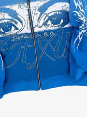 American Retro 3D Printed Zip-Up Sweatshirt