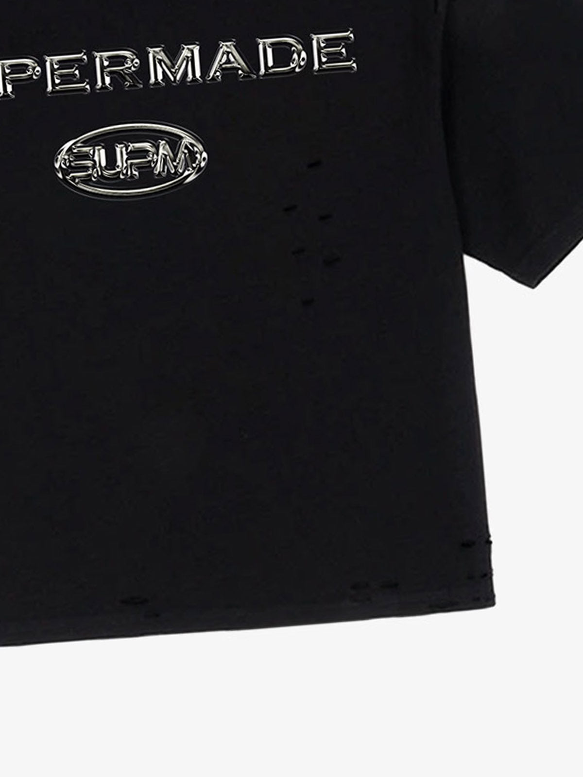 Distressed Metallic Logo Cropped T-Shirt 